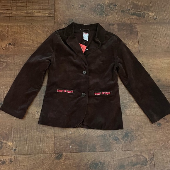 NWT Gymboree girls corduroy brown jacket coat w/pink yellow bows Sz small - Picture 1 of 6